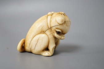 A 19th century Japanese carved ivory ‘dog’ netsuke 3cm tall